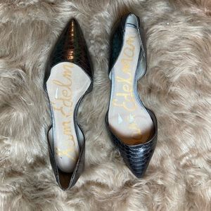 Sam Edelman Pointed Toe Snake Print Slip on Flats